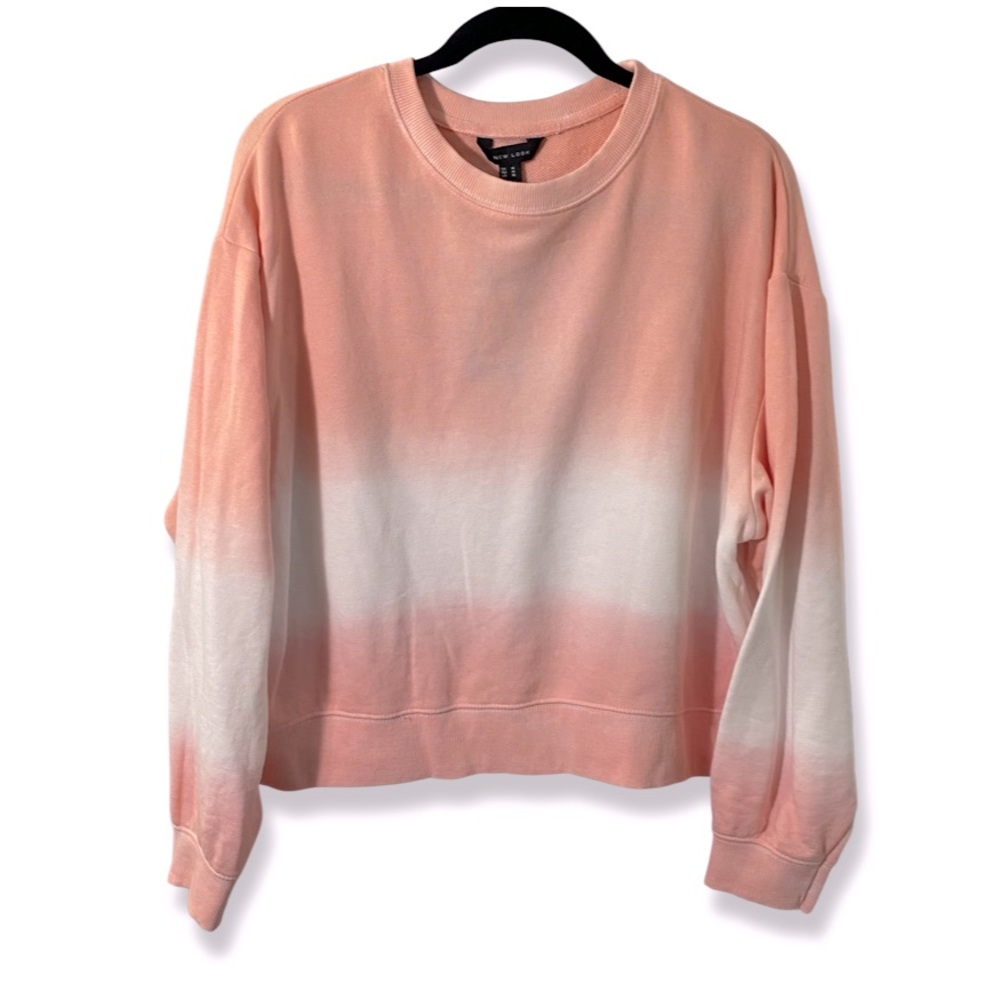 NEW LOOK - LIGHT PINK & WHITE OMBRÉ CREW NECK SWEATSHIRT